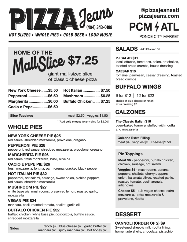 Ponce City Market menu